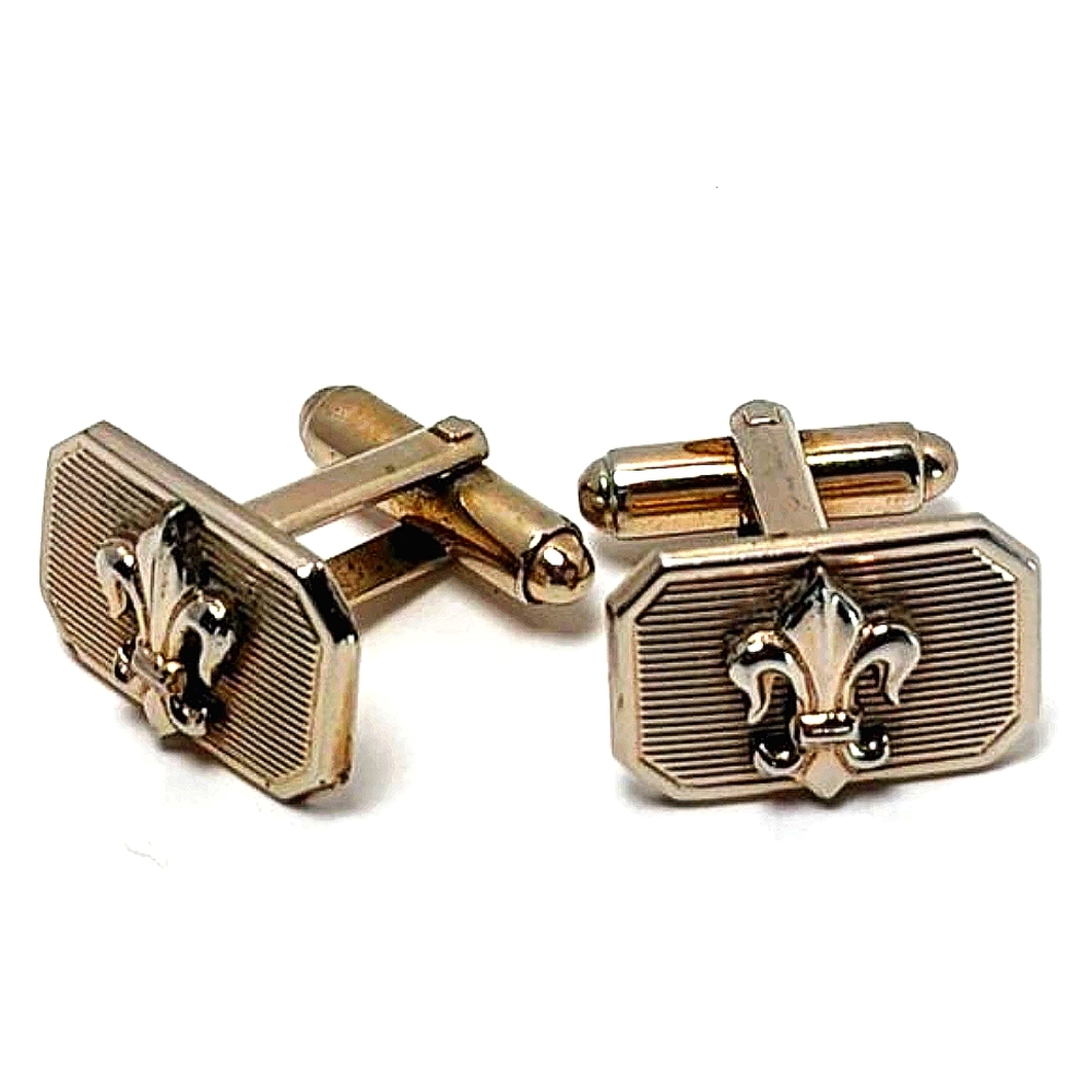 Gold fleur de lis vintage cufflinks - Picture 1 of 4